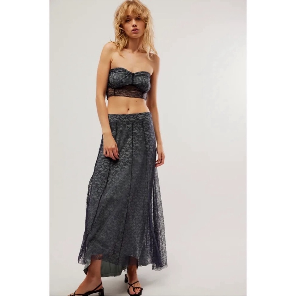 Free People Shape of You Skirt Strapless Top Set Navy Blue XS